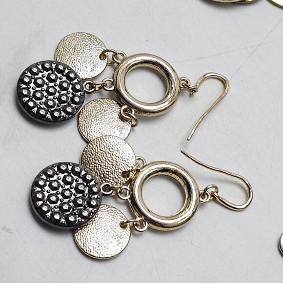 Gold-Tone Alfani Necklace & Dangle Earrings Set With Textured & Rhinestone Accen - Picture 7 of 9